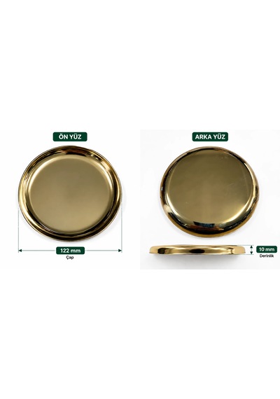 Lüks Gold Paslanmaz Çelik Sunum Tabağı 12,2 Cm Dekoratif Lokumluk Çikolatalık Sunumluk