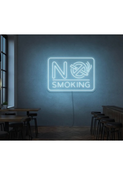 No Smokıng Yazılı Ve Şekilli Neon Tabela Turkuaz