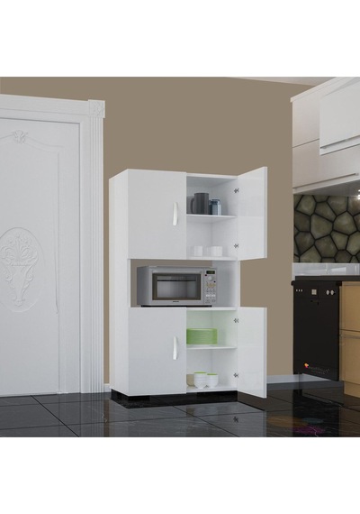 4 Kapaklı Tek Gözlü Mikrodalga Dolabı Fırın Dolabı Beyaz 4 Kapaklı Tek Gözlü Mikrodalga Dolabı Fırın Dolabı Beyaz