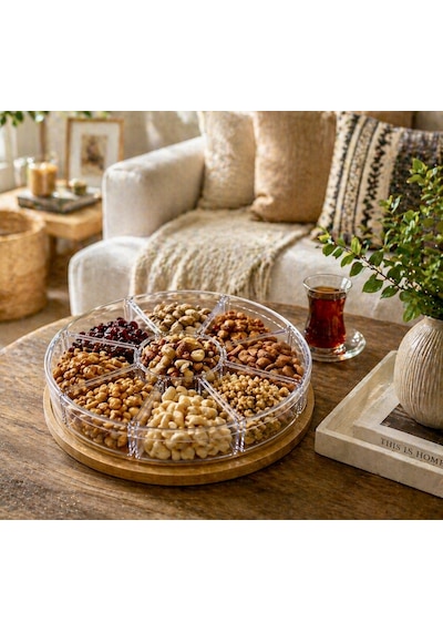 %100 Bambu Tabanlı 9 Bölmeli Kahvaltılık Sunum Tabağı-kapaklı Şeffaf Plastik Organizer,servis Tepsisi, Çerezlik&kuruyemişlik Açık Kahverengi %100 Bambu Tabanlı 9 Bölmeli Kahvaltılık Sunum Tabağı-kapaklı Şeffaf Plastik Organizer,servis Tepsisi, Çerezlik&kuruyemişlik Açık Kahverengi