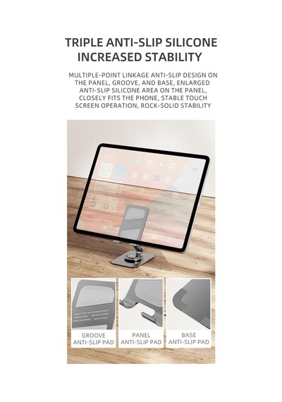 Taşınabilir Katlanabilir 360 Derece Dönebilen Telefon Ve Tablet Standı Metal Uzay Grisi
