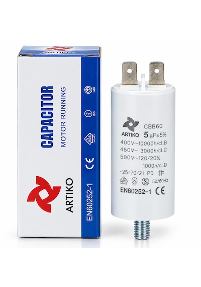 5 Μf 400v Cbb60 Motor Kondansatörü Kapasitör 2 Terminalli 50/60hz Motor Çalışma Kondansatörü 1