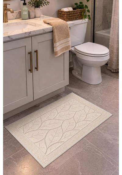 Sakura Sk013a Doğal Pamuk 2'li Banyo Paspas Seti 60x100 60x50cm Kaymaz Taban Makinada Yıkanabilir Kemik