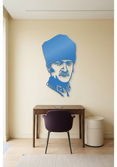 Atatürk Metal Duvar Tablosu - Duvar Sanatı - Duvar Dekoru - Mavi