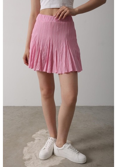 Dogutrend Beli Lastikli Mini Etek - Pembe