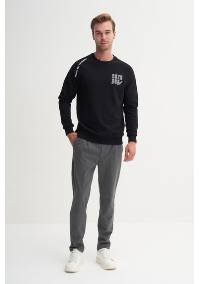 Cazador 53720 Erkek Kapşonlu Yaka Sweatshirt Siyah