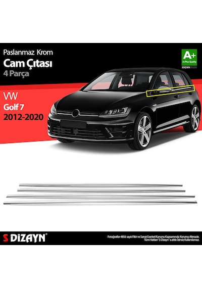 S-Dizayn Vw Golf 7 Krom Cam Çıtası 4 Prç 2013-2020