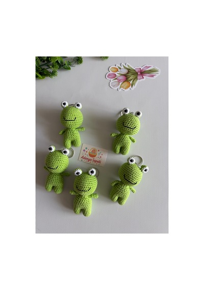 Adenya Sepeti Amigurumu Açık Yeşil Kurbağa Anahtarlık