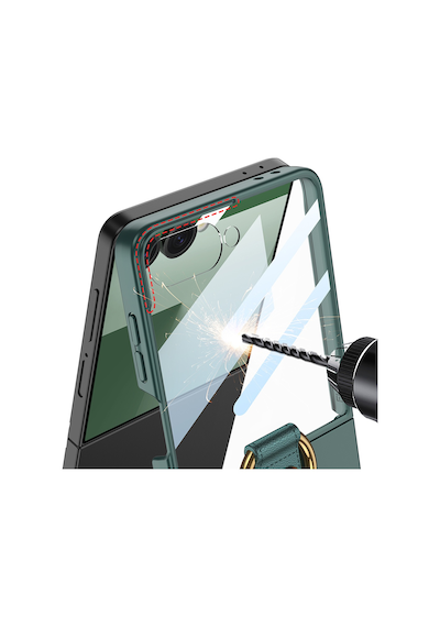 Galaxy Uyumlu Z Flip 7 Kılıf M-safe Şarj Özellikli Pazarplus Kıpta Yüzüklü Flip Sert Kılıf Pembe