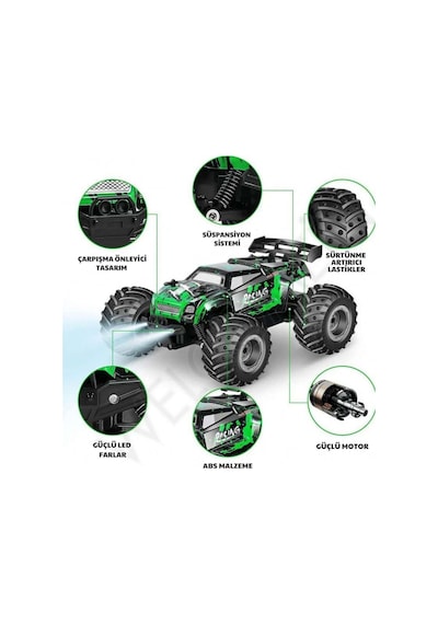 Welcomein Oyuncak 2.4 Ghz Uzaktan Kumandalı Şarjlı Led Işıklı Drift Atan 20 Km Hız Yapan Off Road Araba