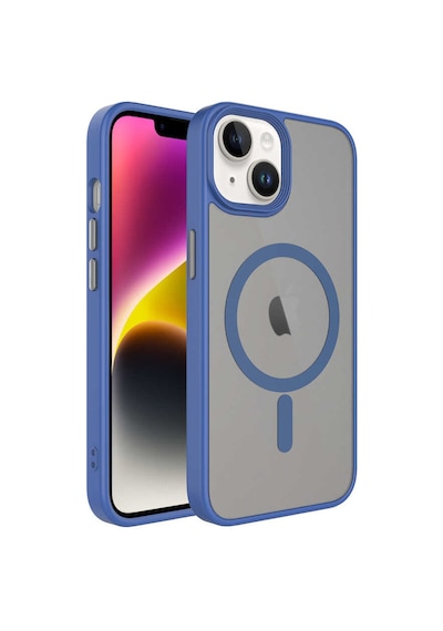 Apple Uyumlu iPhone 14 Plus Kılıf Mat Arka Yüzey Wireless Şarj Özellikli Mkst Flet M-safe Kapak - Gri Gri