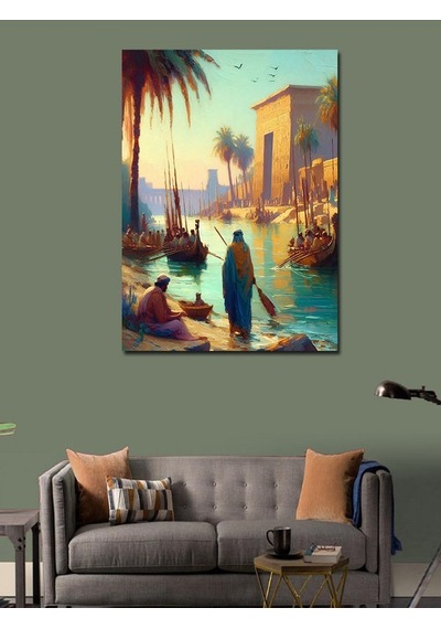 Kanvas Tablo Eski Zamanlarda Nil Nehri 50cmx70cm