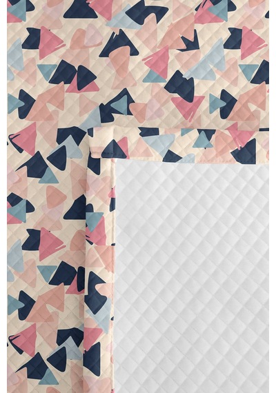 Geometrik Pembe Genç Odası Tek Kişilik Pike Takımı-pastel Lacivert 160x220 Cm Kapitone Yatak Örtüsü Dokulu Yağmur Kıyımı