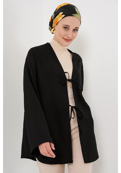 Bigdart Keten Tesettür Kimono 5968 - Siyah