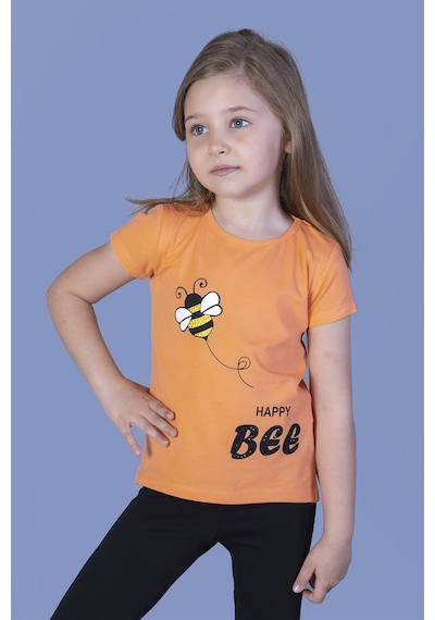 Toontoy Kids Toontoy Kız Çocuk Arı Baskılı Tişört Turuncu