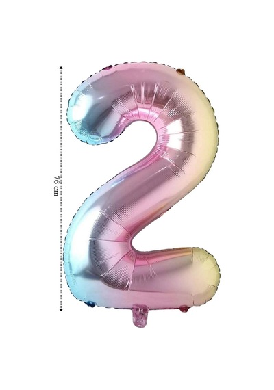 Folyo Balon 3 Rakamı Helyum 76 Cm Balon Gökkuşağı Goldcakes Çok Renkli
