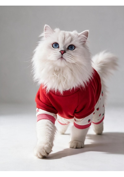 Tatlı Çilek Duo Çilekli Kedi Tulum & Sweat Kombini