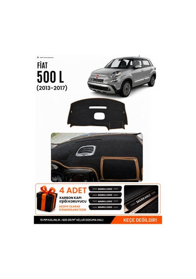 Fıat 500l 2013-2017 Uyumlu Torpido Örtüsü, Torpido Kılıfı - Siyah Kahverengi