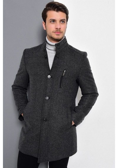 Plt8386 Dewberry Erkek Palto-desenli Antrasit
