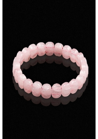Pembe Kuvars 8 x 14 mm Özel Kesim Doğal Taş Bileklik Çok Renkli