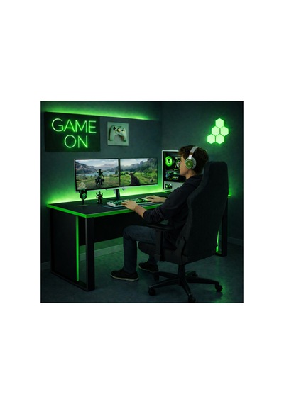 Trex Oyuncu Masası Gaming Bilgisayar Masası Geniş Çalışma Alanlı Modern Pc Masası Siyah - Yeşil Trex Oyuncu Masası Gaming Bilgisayar Masası Geniş Çalışma Alanlı Modern Pc Masası Siyah - Yeşil