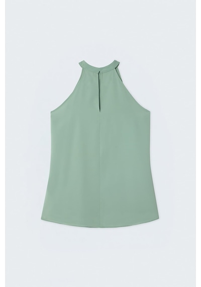 Sateen Halter Yaka Bluz - Mint-137734 MİNT