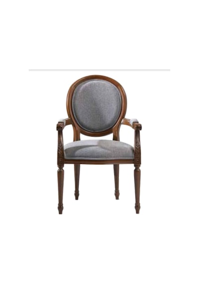 Bengimobilya Sandalye Zus036 Tam Kolçak Oymalı Madalyon Model Gri Örgü Kumaş Y