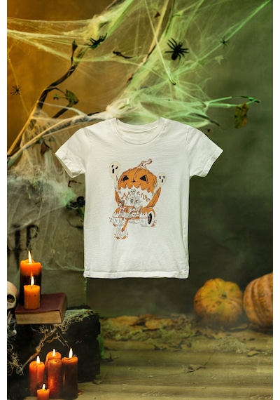 Magors Stıl-x Happy Halloween - Cadılar Bayramı Baskılı Çocuk Tshırt Beyaz-2