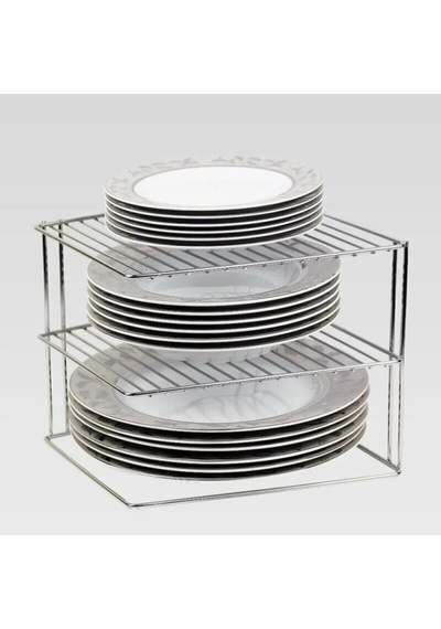 3 Katlı Metal Siyah Tabaklık Düzenleyici Organizer Dolap Içi Raf Metal 25 X 25 Gri Diğer