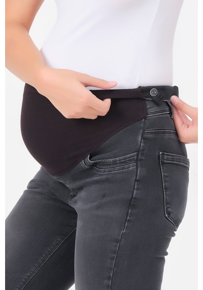 Busa Hamile Skinny Dar Paça Büyük Beden Kot Pantolon Antrasit-antrasit