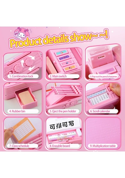 Sanrio Melody Çok Fonksiyonlu Kalem Kutusu Büyük Kapasiteli Kalem Kutusu Kodlu Melody-a Melody-a