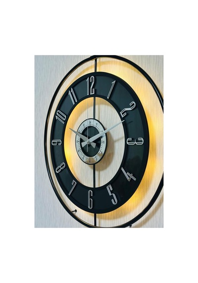 Pey Aksesuar Metal Camlı Duvar Saati 50 X 70 Cm Orta Boy Işıklı Gerçek Cam M51-siyah-şeffaf-siyah-gümüş Siyah