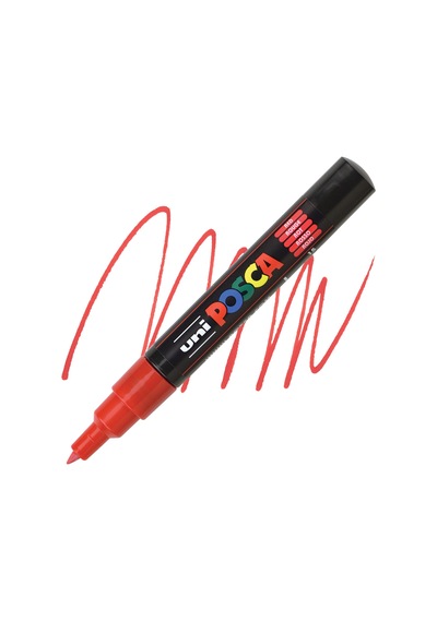 Uni Posca 0.7 Su Bazlı Poster Markörü Kırmızı Red Pc-1M
