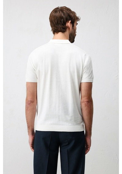Antioch Comfort Slim Polo Yaka Erkek Triko T-shirt Ekru