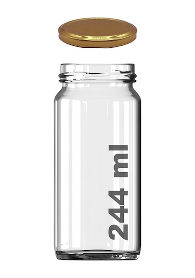 244 Ml Kavanoz Metal Gold Konserve Kapaklı 244 Cc Şeffaf Uzun Cam Kavanoz 2 Adet Diğer