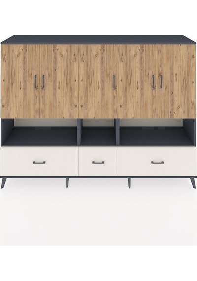 Hyperion Dolap 12 Raflı 3 Çekmeceli 5 Kapaklı 220x44x163 Antrasit Antrasit-çam/aytaşı Hyperion Dolap 12 Raflı 3 Çekmeceli 5 Kapaklı 220x44x163 Antrasit Antrasit-çam/aytaşı