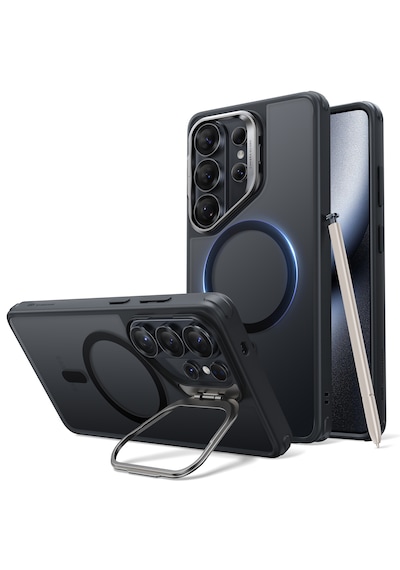 Samsung Galaxy Uyumlu  S26 Ultra Classic Hybrid Magsafe Standlı Kılıf Buzlu Siyah