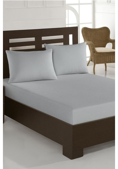Bella Çift Kişilik 160x200 Cm Lastikli Çarşaf Takımı Açık Gri
