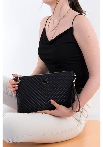 Silver Polo Sp1034 Kadın Portföy & Clutch Kapitone V Siyah-siyah