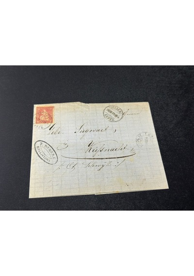 1871 Yılından İsviçre Zarfsız Mektup Helvetia 10 Franco Pullu Sc 53 Varış Damgalı  Teşhir Ürün