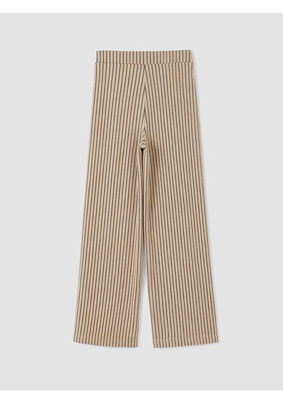 Lcw Everyday Ekru Beli Lastikli Çizgili Kadın Pantolon