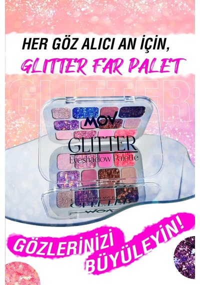 Mov 12 Li Glitter Far Paleti No:03 Yarı Mat & Işıltılı Toz Farlar 03