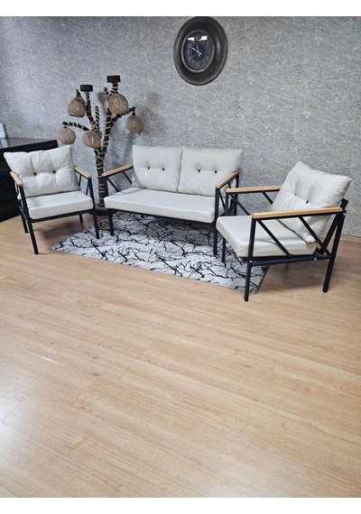Siyah Boyalı Bahçe - Balkon - Mutfak Çay Seti Takımı Bahçe Koltuk 001