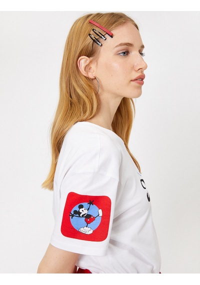 Koton Mickey Lisanslı Baskılı Tişört Beyaz 9yal18850ık