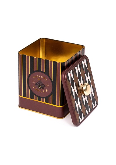 Circus Black Desenli Kare Metal Saklama Kabı 12 x 12 x 13.7 CM 1.8 L Çok Renkli