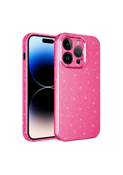 Apple Uyumlu iPhone 14 Pro Max Kılıf Kamera Korumalı Simli Lüks Zore Koton Kapak Pembe Koyu