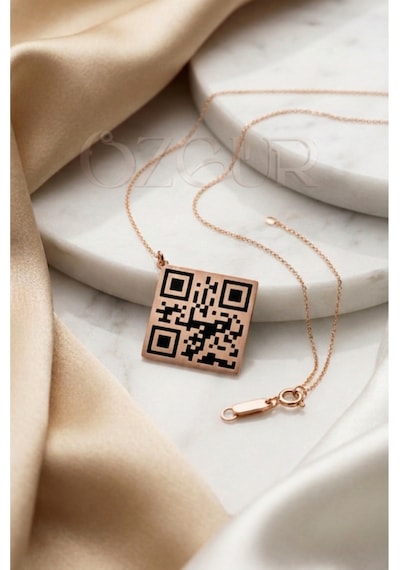 925 Ayar Gümüş Karekod Kolye Rose Gold