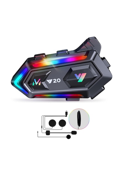 Nivego Y20 5.3 Motosiklet Kask Kulaklık Bluetooth Intercom Rgb Işıklı