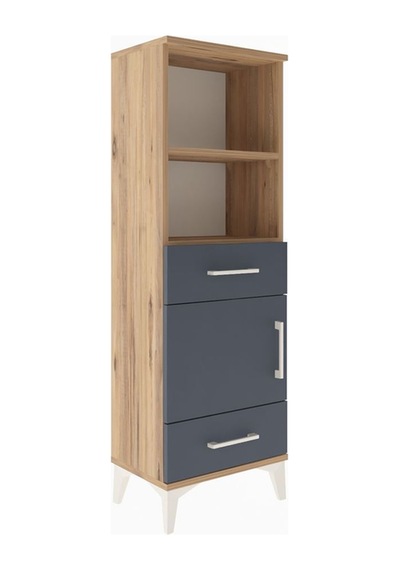 Arges Dolap 3 Raflı 2 Çekmeceli Tek Kapaklı 44x30x134 Çam-antrasit Atlas Çam