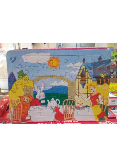 42 Parça Karton Puzzle Arkası Boyamalı 2 Adet